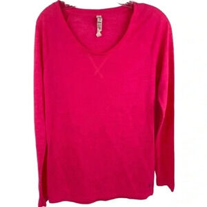 Under Armour Women's Pink V-Neck Long Sleeve Top Size Large